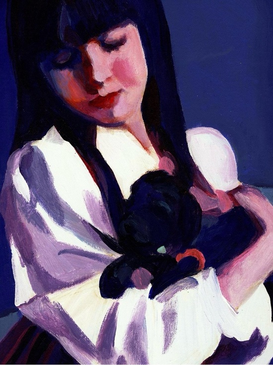 Other - ORIGINAL PAINTING - “Girl With Dog” - Tali Yalonetzki - Acrylic on Canvas